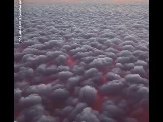 spectacular sunset in hawaii under the wing of an airplane