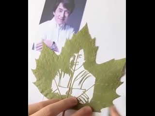 jackie chan on a leaf