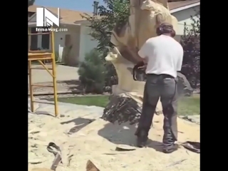 a man turned a withered tree trunk into an amazing sculpture