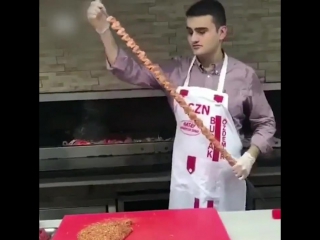 long skewer with barbecue