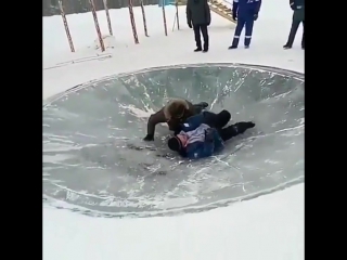 an ice hole that is not easy to get out of