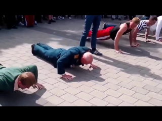 grandpa does more push-ups than young ones